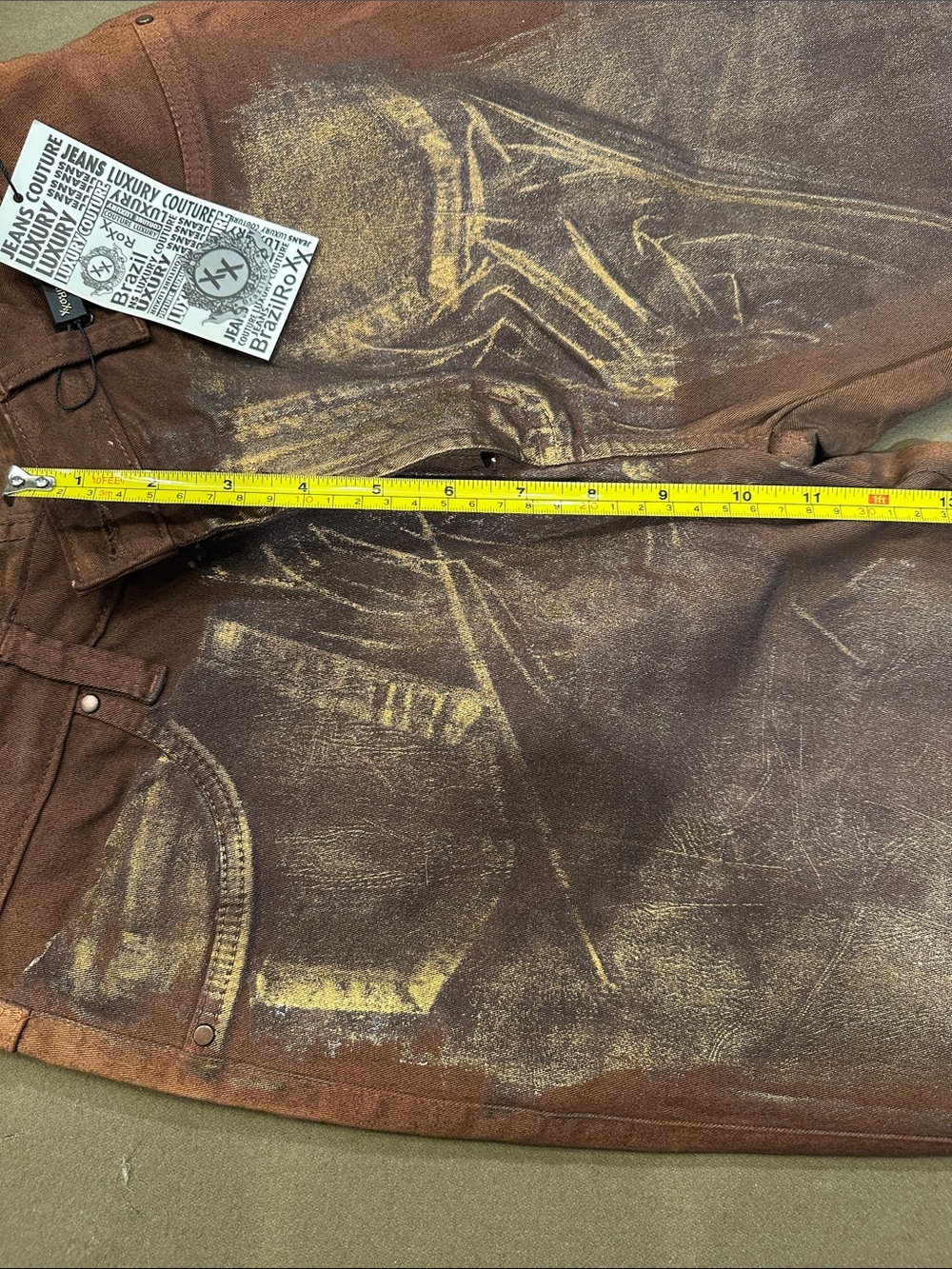 Brazil Roxx Women’s Rust-Brown Metallic Wash Jeans - Picture 10 of 13